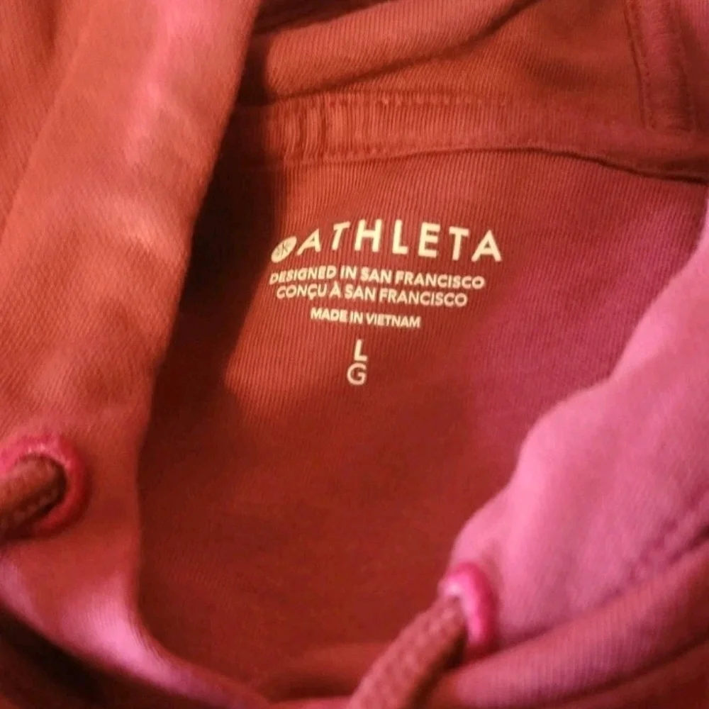 Athleta Sleeveless Red Hoodie Large Unisex Activewear Oversized